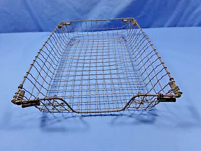 Vintage 1960's Office Desktop Letter Paper Tray 10x14 Steel Wire In Out Basket • $0.99