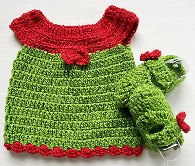 Red Green Crochet Preemie Baby Frock Bootie Silicone Reborn/ Newborn Wear L-9  • $10.99