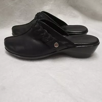 Michelle D Black Leather Mules Size 8M • $16