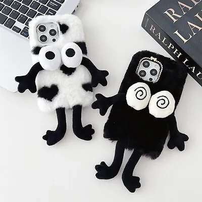 For ZTE Blade A3 2020 Phone Case 3D Plush Large Eye Coal Ball Fluffy Furry Cover • $6.98