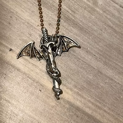 Dragon Necklace For Men Sword Pendant Winged Dragon Necklace With Chain • $13