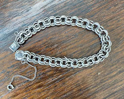 Vintage Sterling Danecraft Charm Starter Bracelet Safety Chain  7  1/2” (C14) • $38