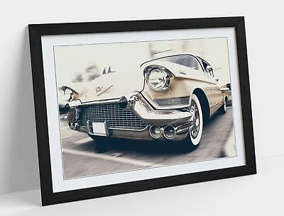 Cream Cadillac -art Framed Poster Picture Print Artwork- • £34.99