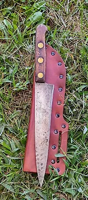 Vintage Robeson Shuredge Butcher Knife With Leather Scabbard Mountain Man • $41