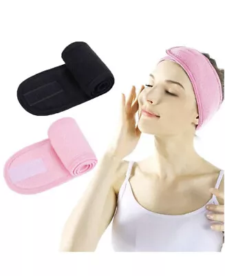 1 Black & 1 Pink Stretch Terry Spa Headband For Facial Makeup Salon And Spa • $10