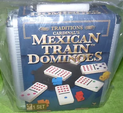 Mexican Train Dominoes Set Double 12 Cardinal Industries W/Aluminum Case Sealed • $12