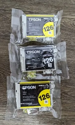 Lot Of 3 - Genuine Epson 126 Black Yellow Ink Cartridges WF3520 WF3540 WF7010  • $12.79