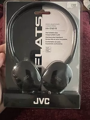 JVC Black Foldable  Flat On Ear Adjustable HA-S160-B Headphones 4 Foot Length • $13.90