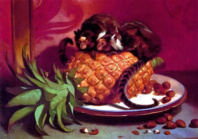 Pineapple Monkey Brazilian Marmosets Painting Art By Edwin Henry Landseer Repro • $10.96