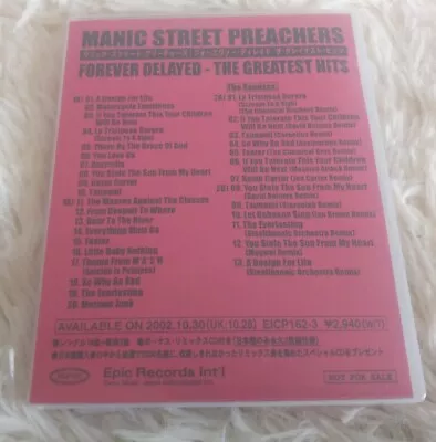 Manic Street Preachers Forever Delayed Japanese Promo Double Cassette Rare Mint • £30
