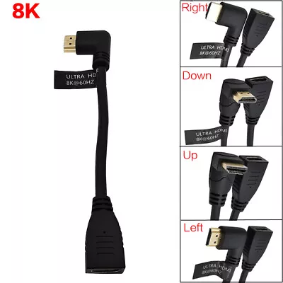 90 Degree Angled HDMI 2.1 Cable Male To Female  8K@60Hz Ultra HDTV HDR Adapter • $7.99