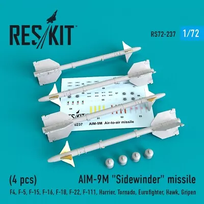 1/72 Reskit RS72-0237 AIM-9M Sidewinder Missile (4 Pcs) • $12