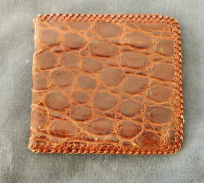 Vintage Double Sides Brown Crocodile Alligator Leather Skin Wallet • $14.99