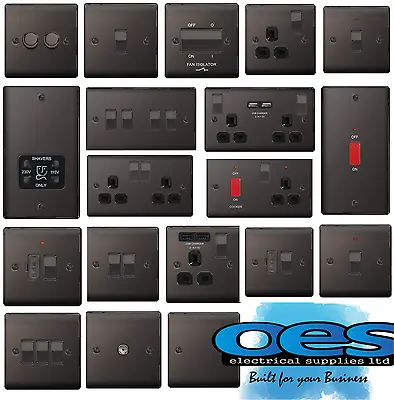 Bg Nexus Decorative Light Switches & Sockets Black Nickel Range Black Inserts • £7.85