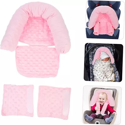 Newborn Baby Head Support Pillow Headrest With Matching Seat Belt Strap Covers • £10.89