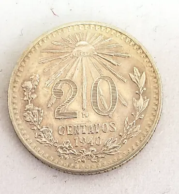 1940  Mexico  20 Centavos  .720 Coin Silver CH / BU  4789 • $9.99