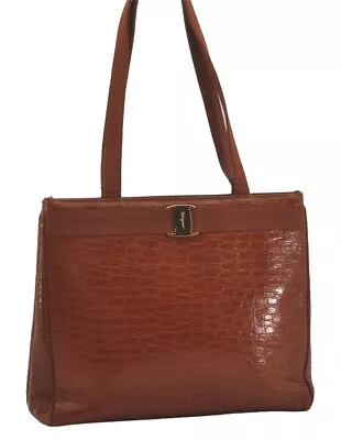 Authentic Salvatore Ferragamo Vara Vintage Leather Shoulder Tote Bag Brown 7865I • $0.99