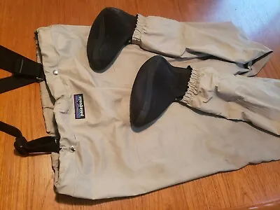 Patagonia Wading Pants Fishing Waders Men's Beige - Size M Suspenders • $199.99