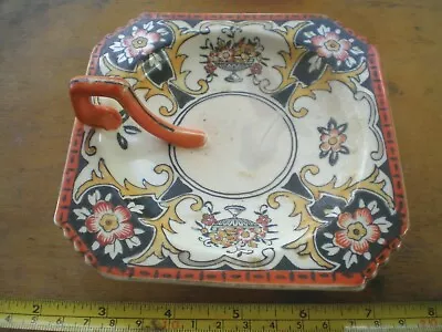 Vintage Lemon Dish  Multi Color Flowers 1930's Plate With Handle Japan  • $15