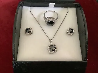 Warren James Sterling Silver & Swarovski Elements Necklace Ring & Earrings Set • £40