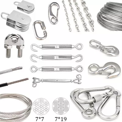 Wire Rope Accessories -Cable Clamp Thimble Carabiner 304 V2A Stainless Steel NEW • £2.63