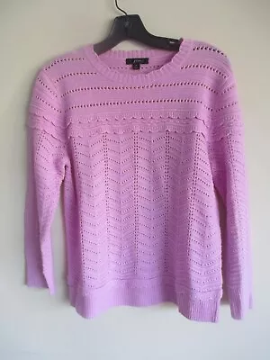 J CREW Womens Crewneck Scalloped Pointelle Sweater Vivid Lilac  #AB853 Size M • $19