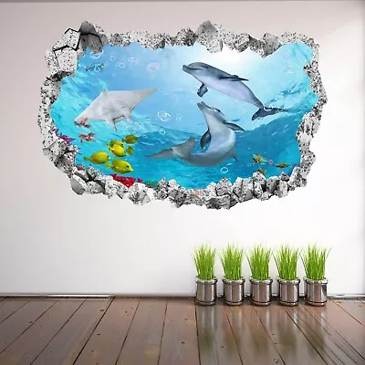Dolphins Fishes Underwater Wall Sticker Mural Decal Poster Print Art Decor KL11 • £15.99