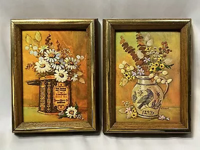 Vintage Embroidered Accent Wall Hanging Picture Floral Framed Art 8x6” • $18.98