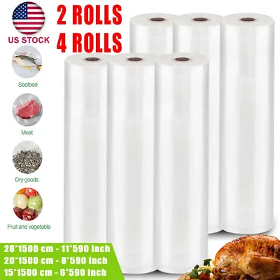 $13.99 • Buy 2/4 Rolls Food Vacuum Sealer Bags 8 X50' & 11 X50' Vaccum Saver Storage Seal Bag
