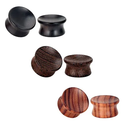 Natural Wood Ear Gauges Plugs Double Flared Concave Wooden Ear Expander Piercing • $3.99