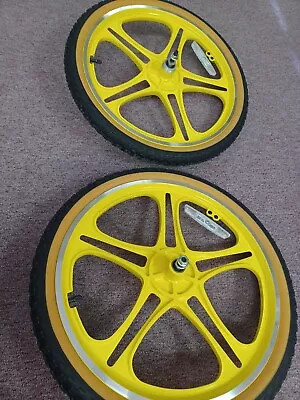 20” Mongoose Yellow Mag Wheels Rims Only Bmx No Freewheel No Tires Or Tubes • $199.99