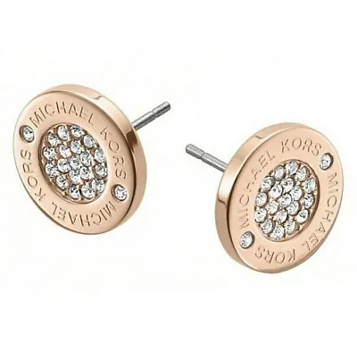 Nwt Michael Kors Plaque Rose Gold-tone Pave Earrings Mkjx3353791 Msrp $75.00 • $45