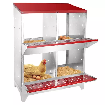 Chicken Nesting Box Hen Laying Nest Boxes 4 Hole Rollout Egg Collection Metal US • $118.67