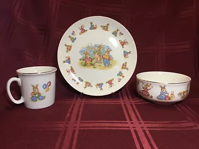 Mount Clemens Pottery Bunny Rabbit Childs 3PC Set Cup Plate Bowl • $12