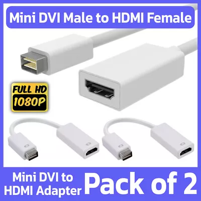 2 Pack Mini DVI Male To HDMI Female Adapter Video Cable Converter Mac TV Monitor • $15.99