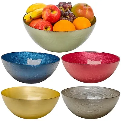 £10.99 • Buy Large Coloured Glass Round Fruit Vegetable Salad Bowls Party Snack Centerpiece