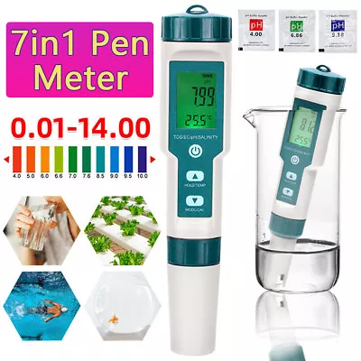 7 In 1 Pen Meter Water Quality Monitor Tester PH/TDS/EC/Salinity/S.G/ORP/Temp • $34.99