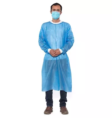 100 Blue Disposable Medical Isolation Gowns W/ Knitt Cuffs Lab Dentists Hospital • $99.99