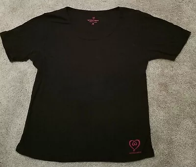 Victoria Secret MEDIUM Black Top Shirt With Pink Heart Hip Accent E4 • $4.98