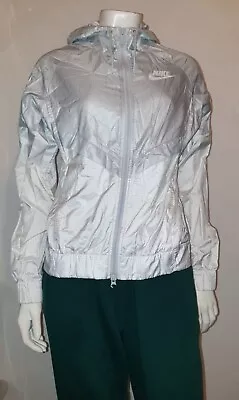 £14.99 • Buy Nike White Silver Grey Shiny Vintage Windrunner Jacket Tracksuit Top Women's XS