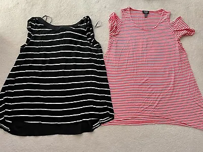 Small Women MATERNITY Tunic Shirt Coral White Stripe Lot READ Description • $18.99