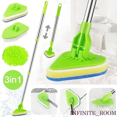 Spin Mop Long Handle Cleaning Brush 180° Rotating Bathroom Mop Car Cleaning 3in1 • $11.29