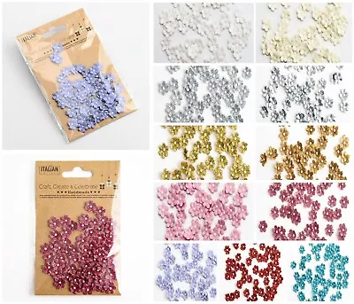 Mini Glitter Paper Flowers 60 Pack - 1cm Handcrafted Floral Decorations Cards • £5.25