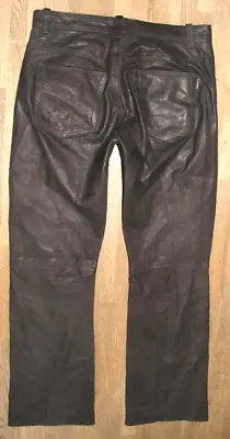   Ricano   Men's Leather Jeans/Nubuk- Leather Pants IN Black W33   / L30 • $44.79
