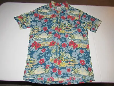 Disney Parks Men's Multi-colored Floral Mickey Button Up Hawaiian Shirt Size S • $6.99