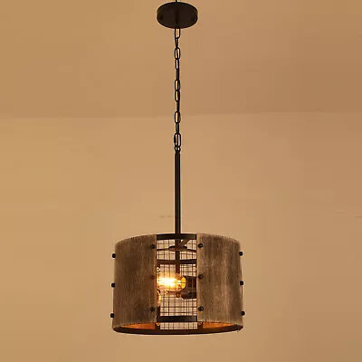 Rustic Chandelier Round Farmhouse Hanging Light Fixture Pendant Light Black Home • $55.10