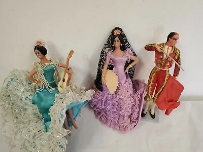 Vintage Marin Chiclana Dancing Dolls (3) Matador Bull Fighter- Guitar Girl 7  • $14.95