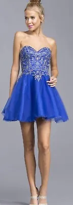 Y2k Style Coya Collection Blue Tulle Beaded Fairy Pagent Prom Ball Gown Size S • £115.82
