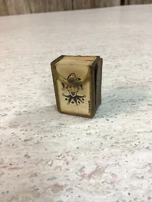 Miniature Antique Deck Playing Cards Brass Leather Holder • $24