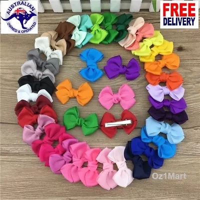 24 Colors 2.5” Hair Clip Alligator Baby Toddler Girl Kids Grosgrain Ribbon Bow • $3.45